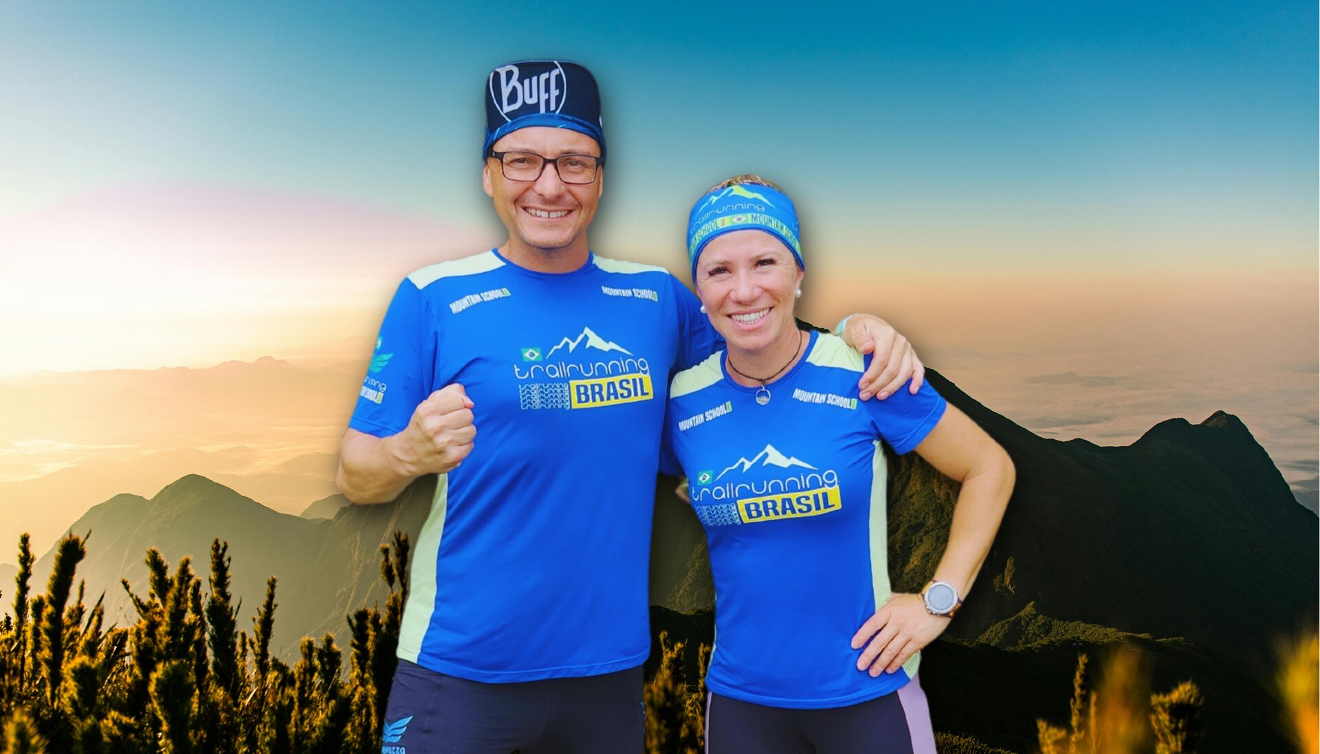 Marco Aurélio Piazza e Letícia Saltori no topo da montanha