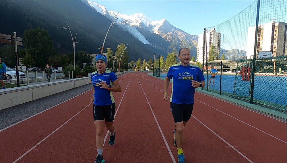 Marco e Letícia na pista de Chamonix