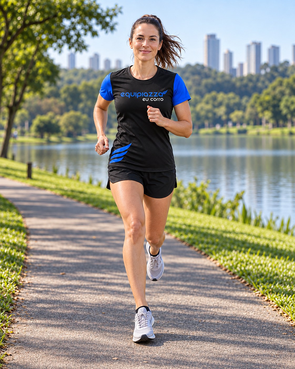 Atleta da equipe correndo no Parque Barigui
